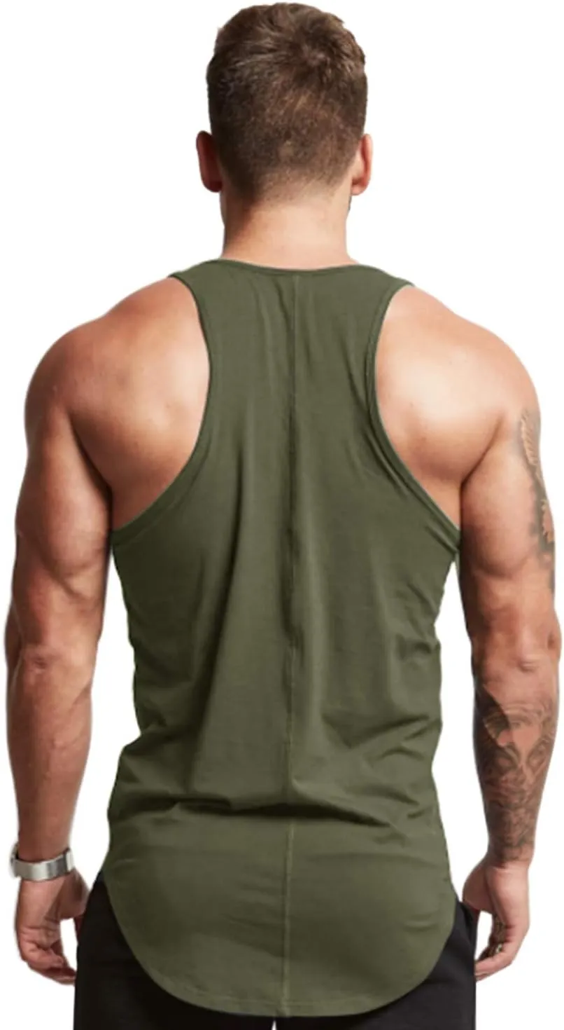 Mens Workout Stringer Tank Tops Fitness Performance Muscle Sleeveless Shirts Gym Training Bodybuilding Vest