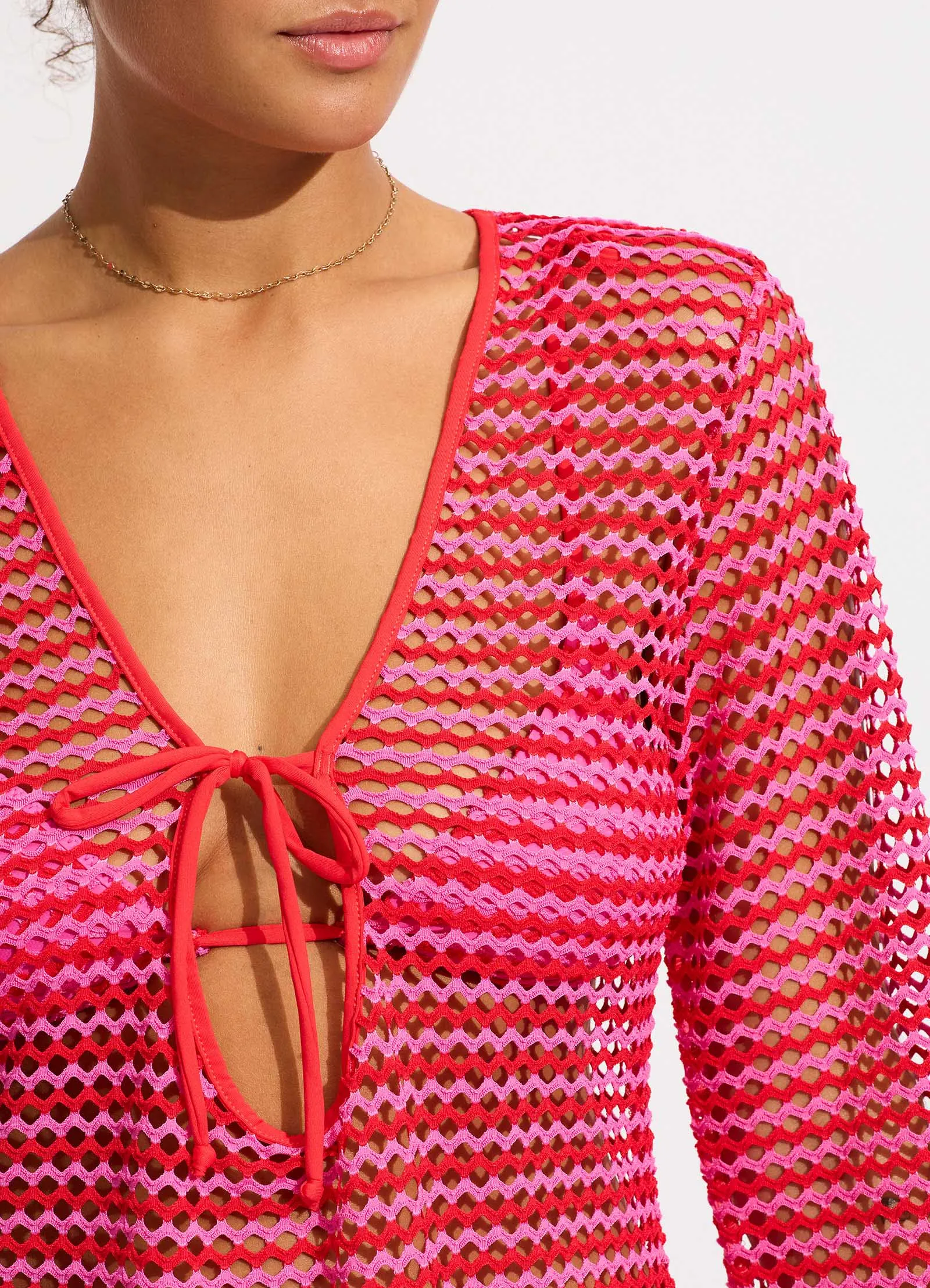 Mesh Effect Cover Up - Chilli Red