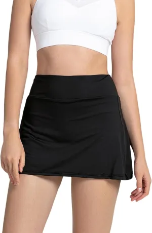 Mini Skirts for Women High Waisted Ruffle Skirt Cute Casual Layered Shorts Flowy Skort for Beach Holiday Summer Black