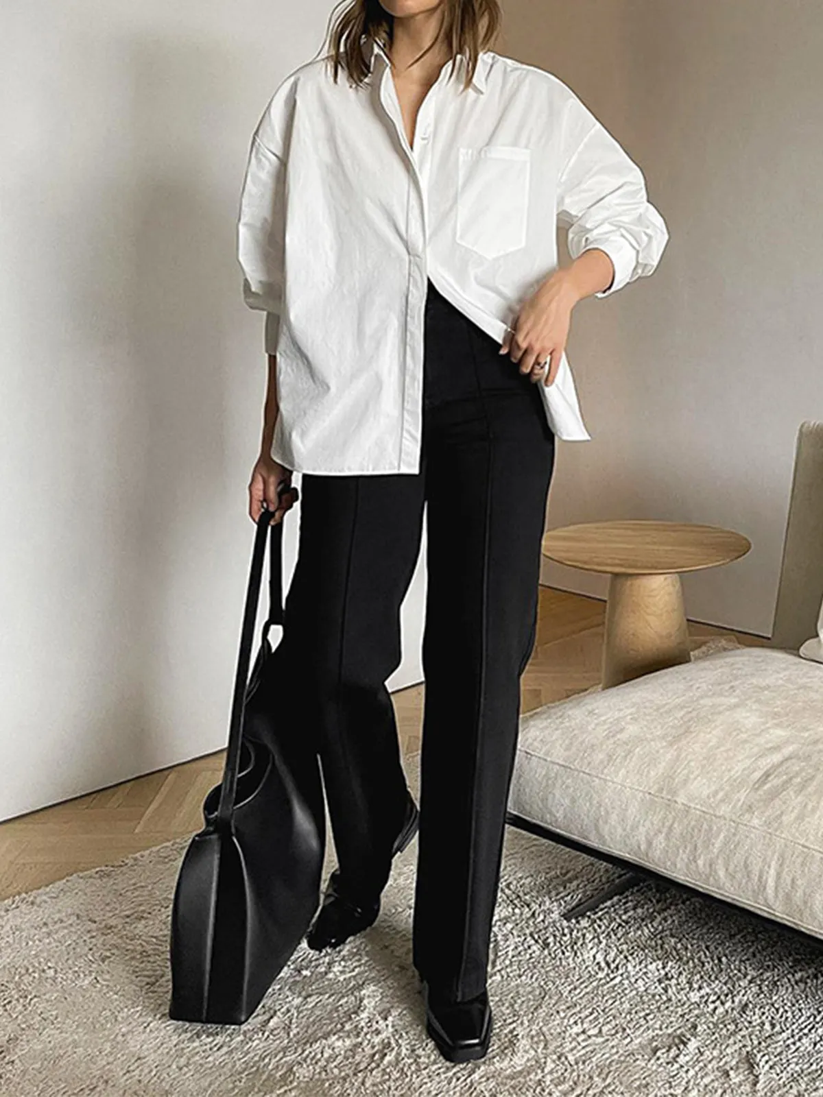 Minimalist Button Graceful Down Shirt
