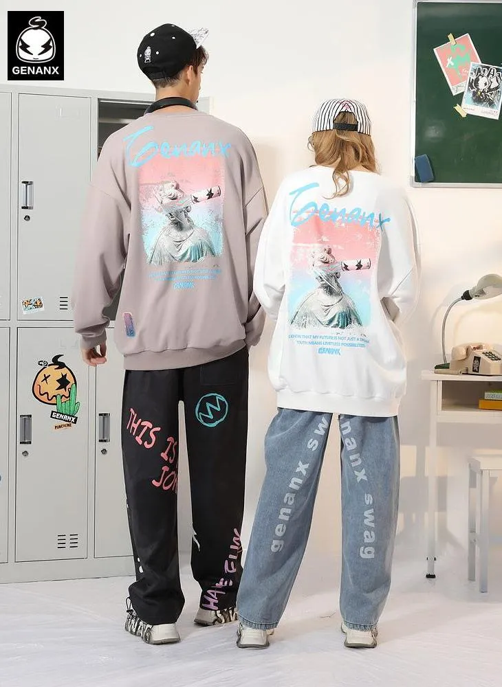 Minimalist Gradient Print Crew Neck Sweatshirt
