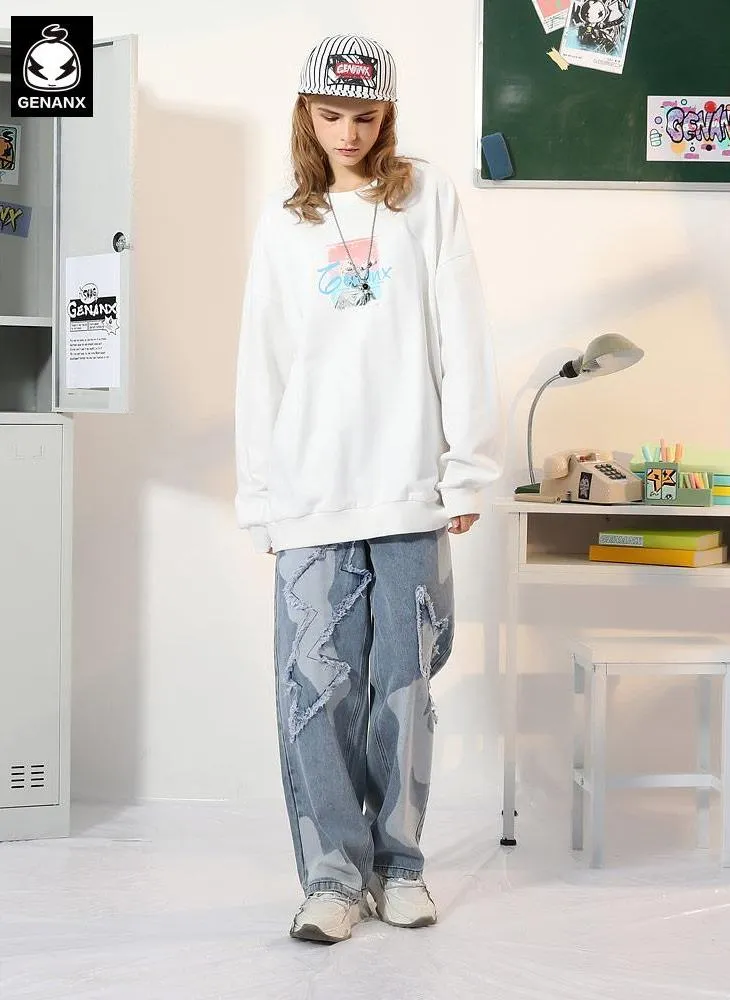 Minimalist Gradient Print Crew Neck Sweatshirt