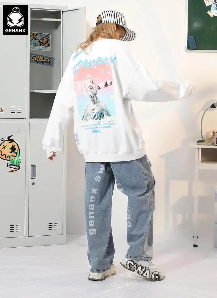 Minimalist Gradient Print Crew Neck Sweatshirt