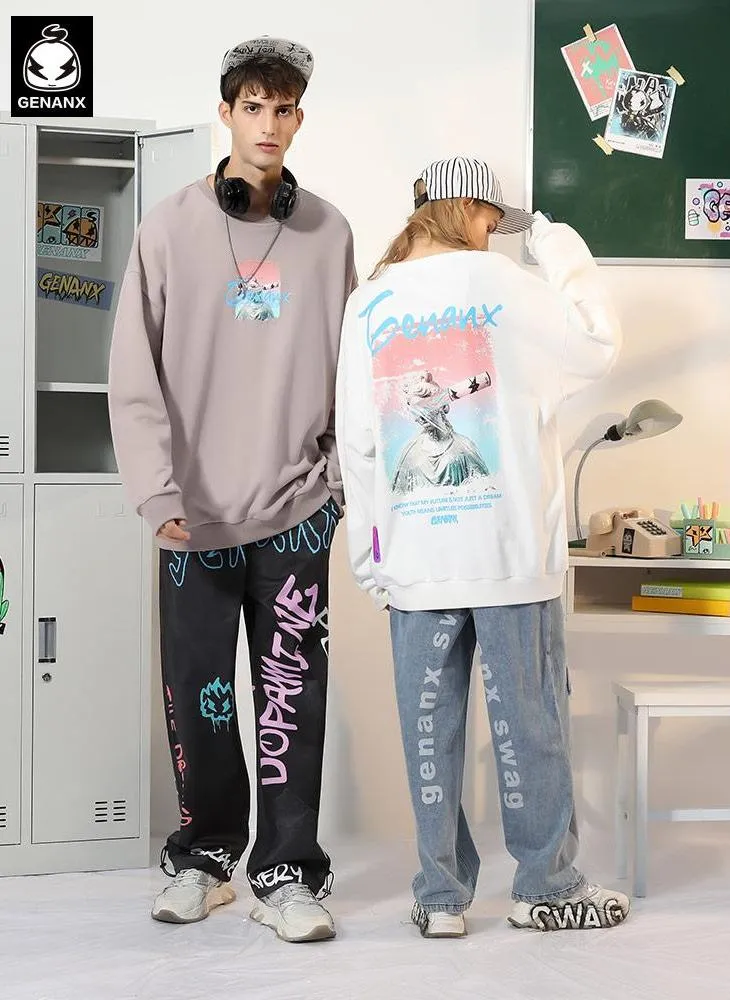 Minimalist Gradient Print Crew Neck Sweatshirt