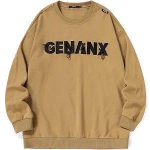 Minimalist Letter Embroidery Crew Neck Sweatshirt