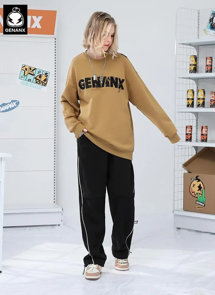 Minimalist Letter Embroidery Crew Neck Sweatshirt