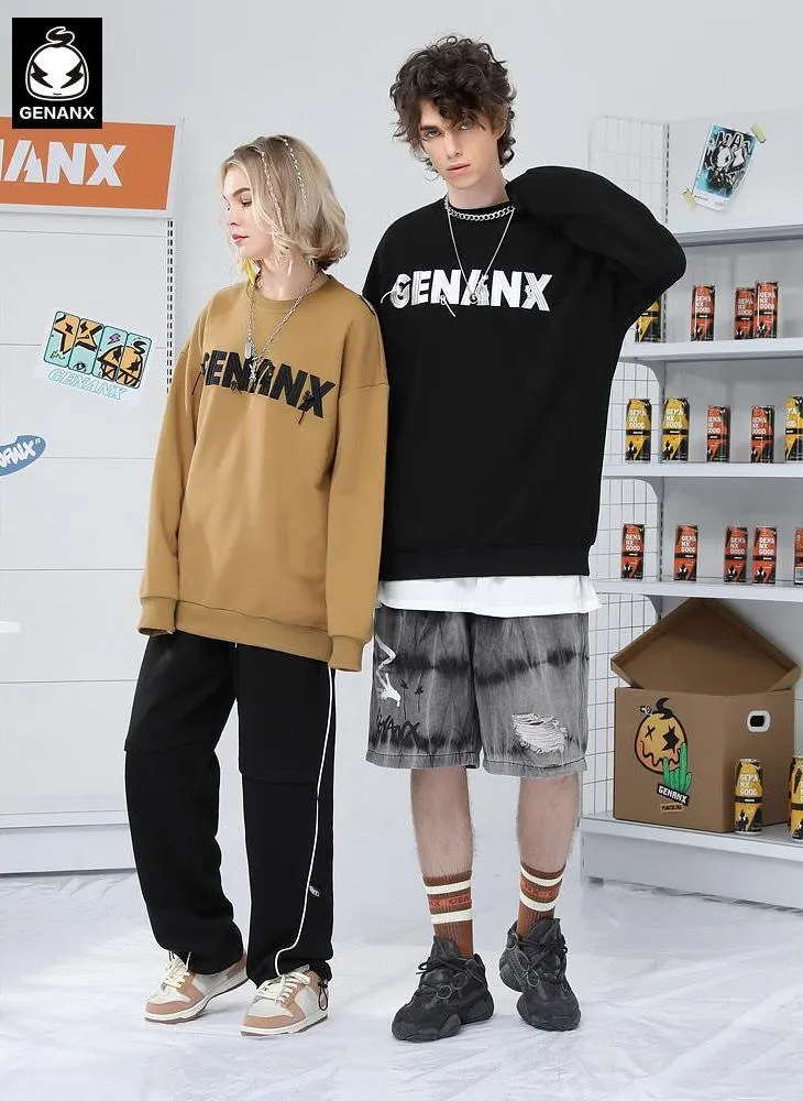 Minimalist Letter Embroidery Crew Neck Sweatshirt
