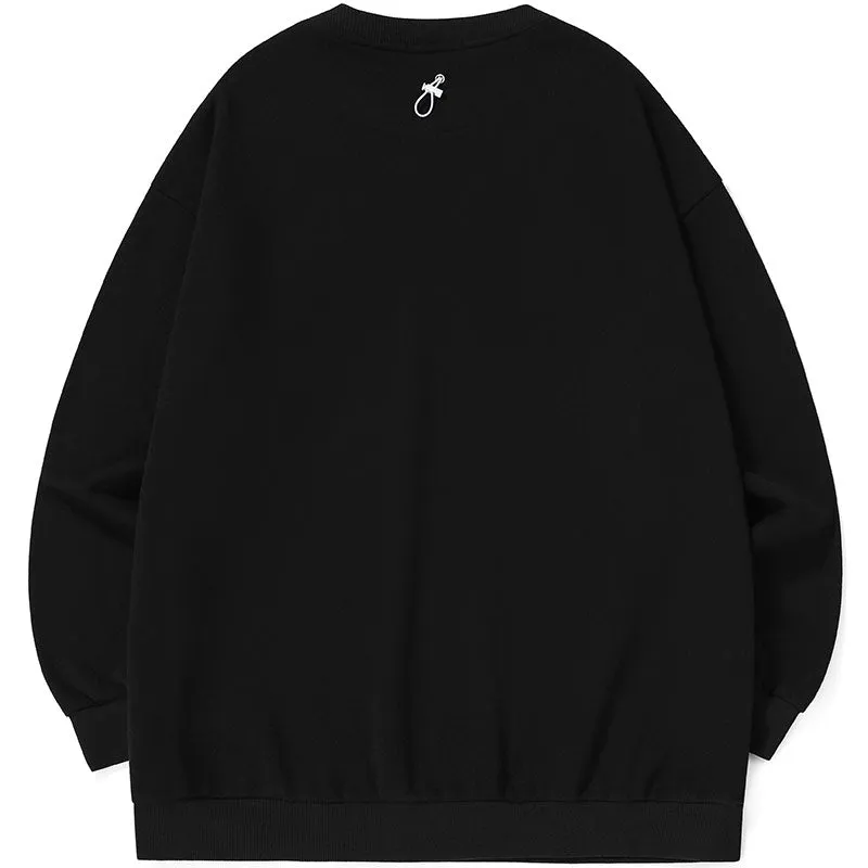 Minimalist Letter Embroidery Crew Neck Sweatshirt