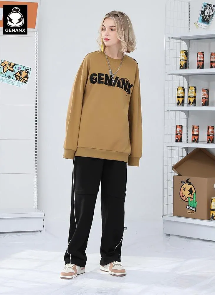 Minimalist Letter Embroidery Crew Neck Sweatshirt