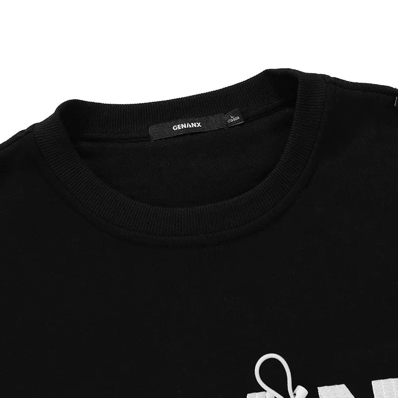 Minimalist Letter Embroidery Crew Neck Sweatshirt
