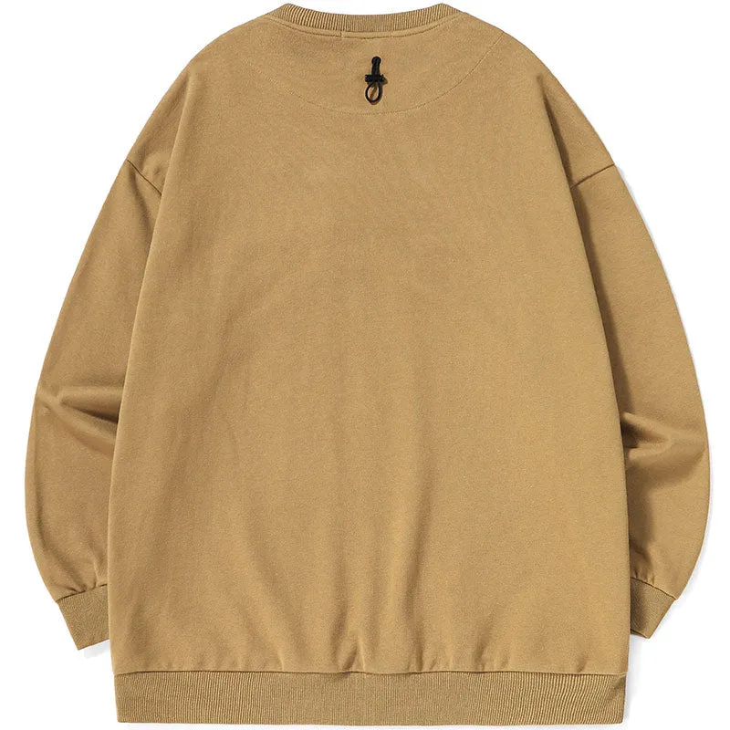 Minimalist Letter Embroidery Crew Neck Sweatshirt