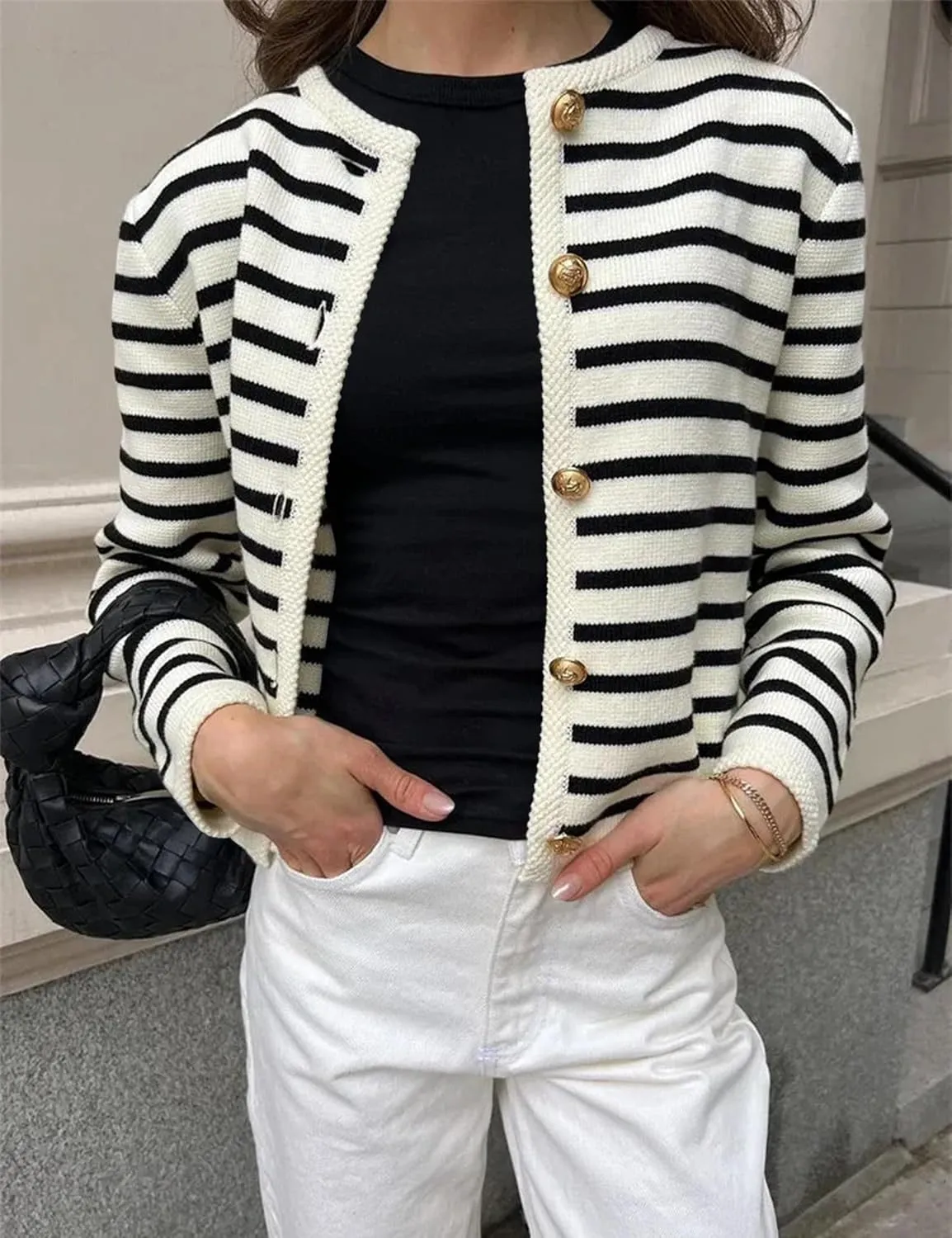 MISSACTIVER Womens Sweater 2 Piece Outfits Trendy Striped Long Sleeve Button Down Knit Cardigan Shorts Lounge Set