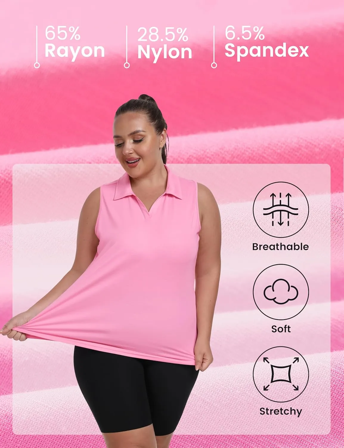 MoFiz Womens Plus Size Sleeveless Golf Shirt V-Neck Collared Golf Polos Athletic Tennis Racerback Tank Tops