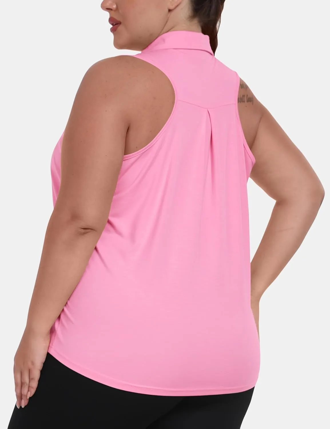 MoFiz Womens Plus Size Sleeveless Golf Shirt V-Neck Collared Golf Polos Athletic Tennis Racerback Tank Tops