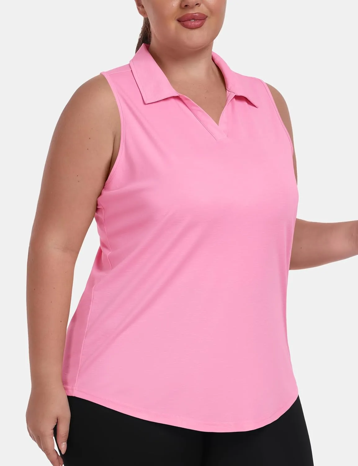 MoFiz Womens Plus Size Sleeveless Golf Shirt V-Neck Collared Golf Polos Athletic Tennis Racerback Tank Tops