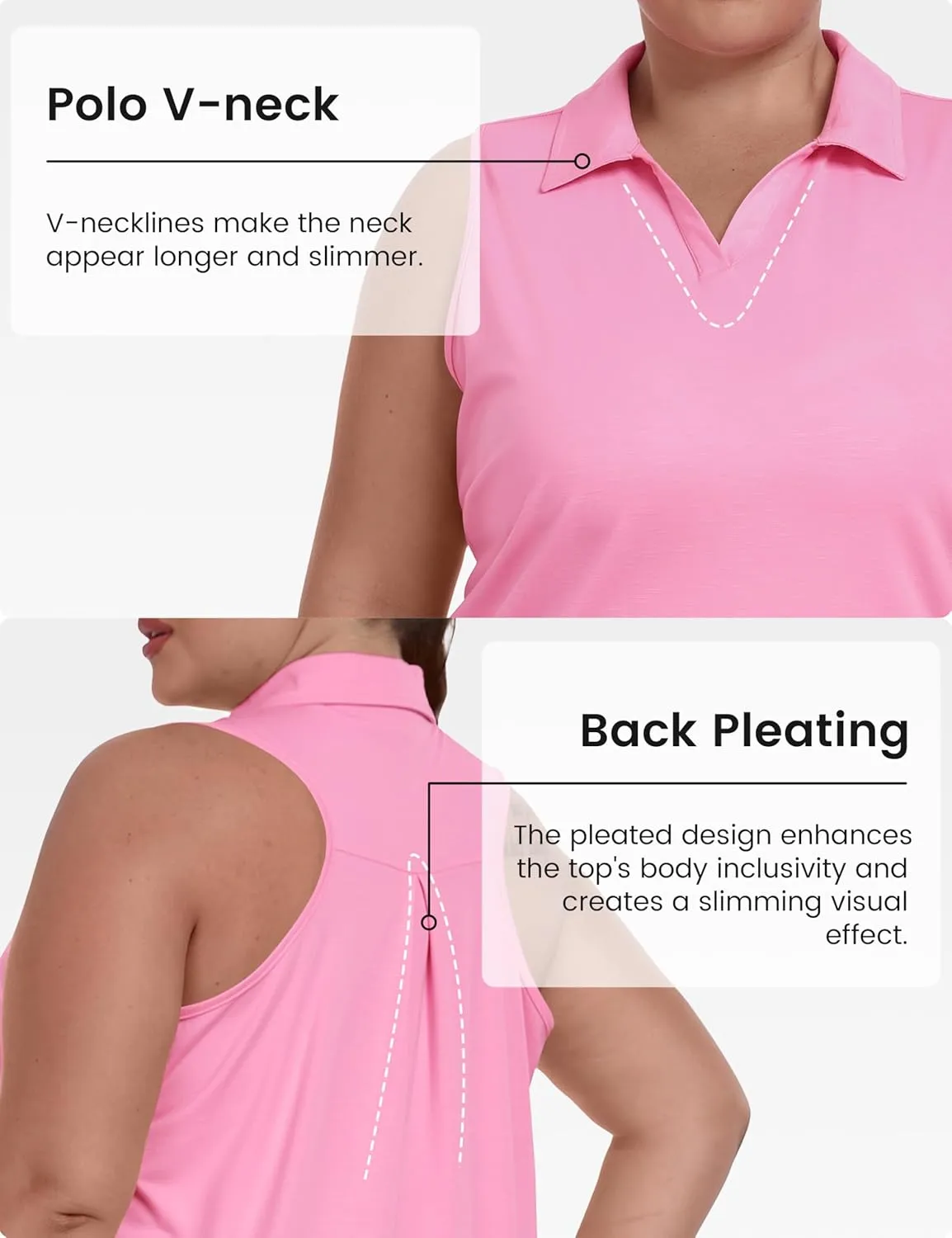 MoFiz Womens Plus Size Sleeveless Golf Shirt V-Neck Collared Golf Polos Athletic Tennis Racerback Tank Tops