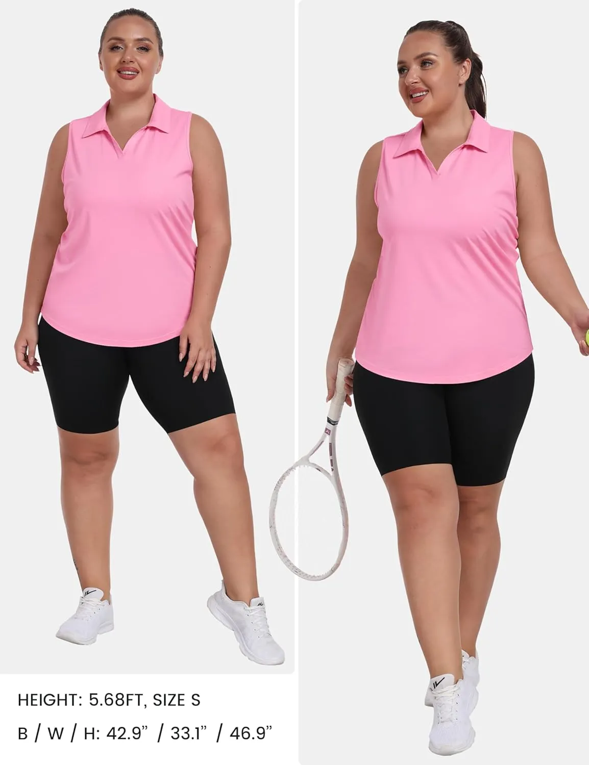 MoFiz Womens Plus Size Sleeveless Golf Shirt V-Neck Collared Golf Polos Athletic Tennis Racerback Tank Tops