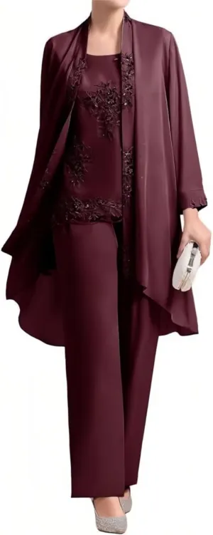 Mother of The Bride Pants Suits Mother of The Bride Dresses 3 Pieces with Jacket