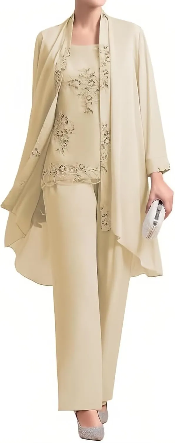 Mother of The Bride Pants Suits Mother of The Bride Dresses 3 Pieces with Jacket