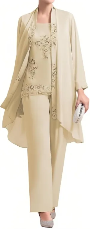 Mother of The Bride Pants Suits Mother of The Bride Dresses 3 Pieces with Jacket