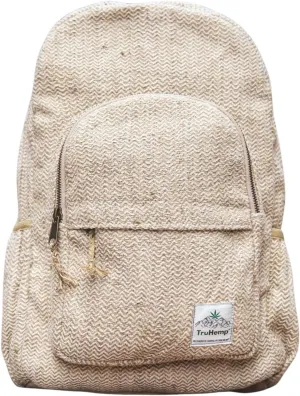Natural Hemp Backpack, Beige  Stylish Bag with Secure Zippers, Triple Compartment Design, 15L Capacity
