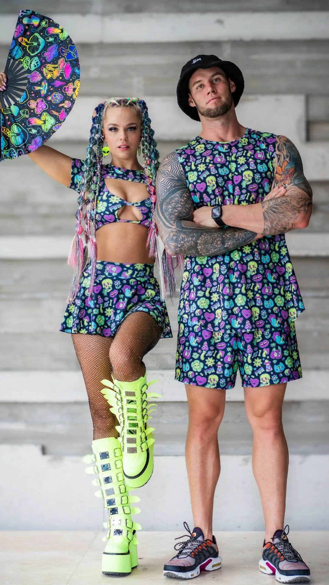 Neon Trip Cheeky Rave Skirt with Built in Bottoms