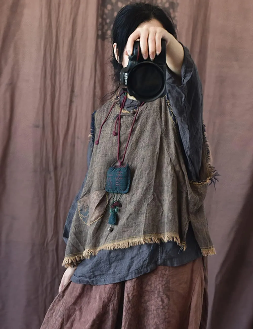NFYM Women Hippie Clothes Distressed Hem Sleeveless Tank Crop Pullover Tops Vintage Vest