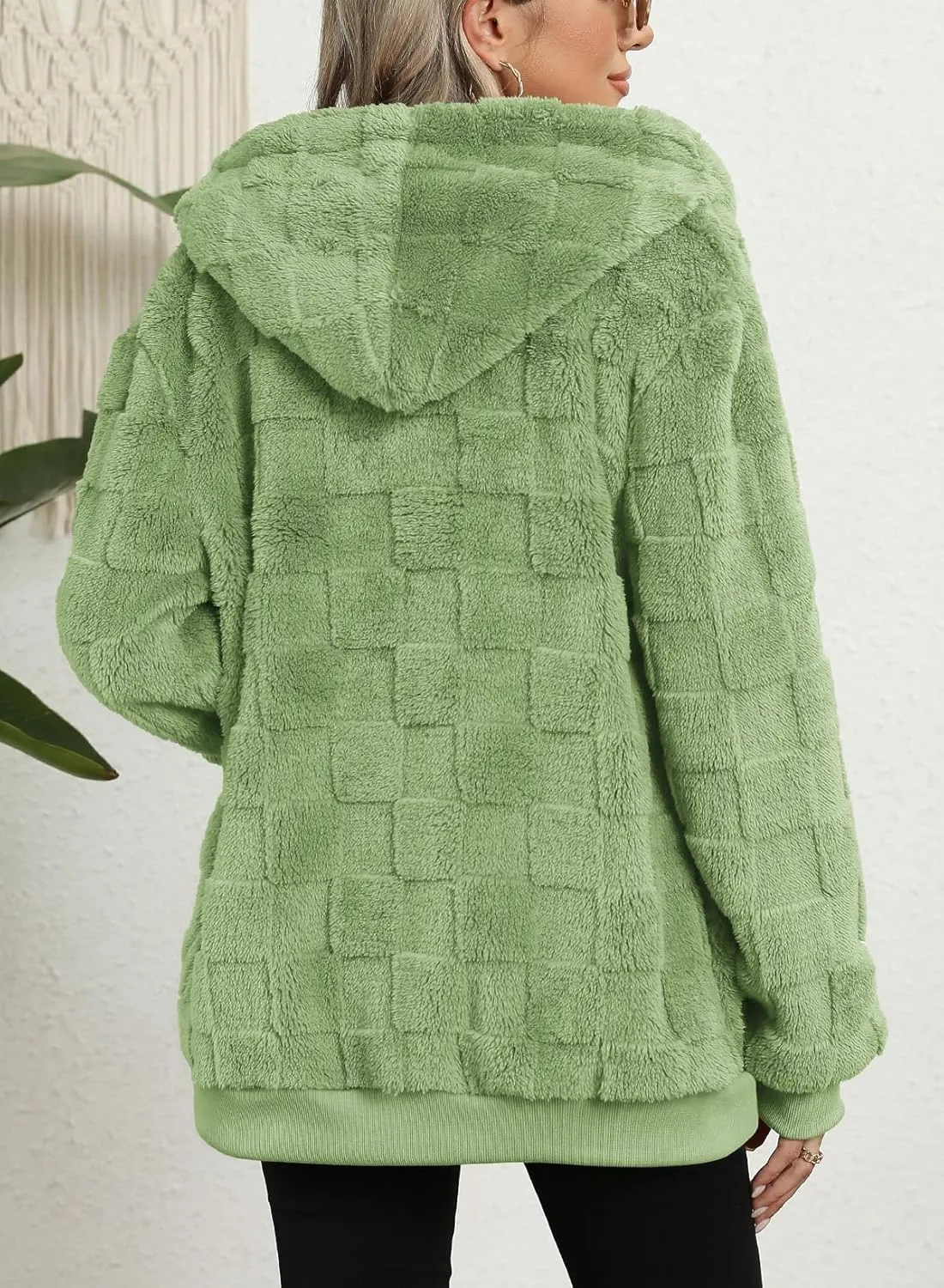 Nirovien Womens Sherpa Jacket Fuzzy Zip Up Hoodie Oversized Fleece Jackets Fluffy Coat with Pockets