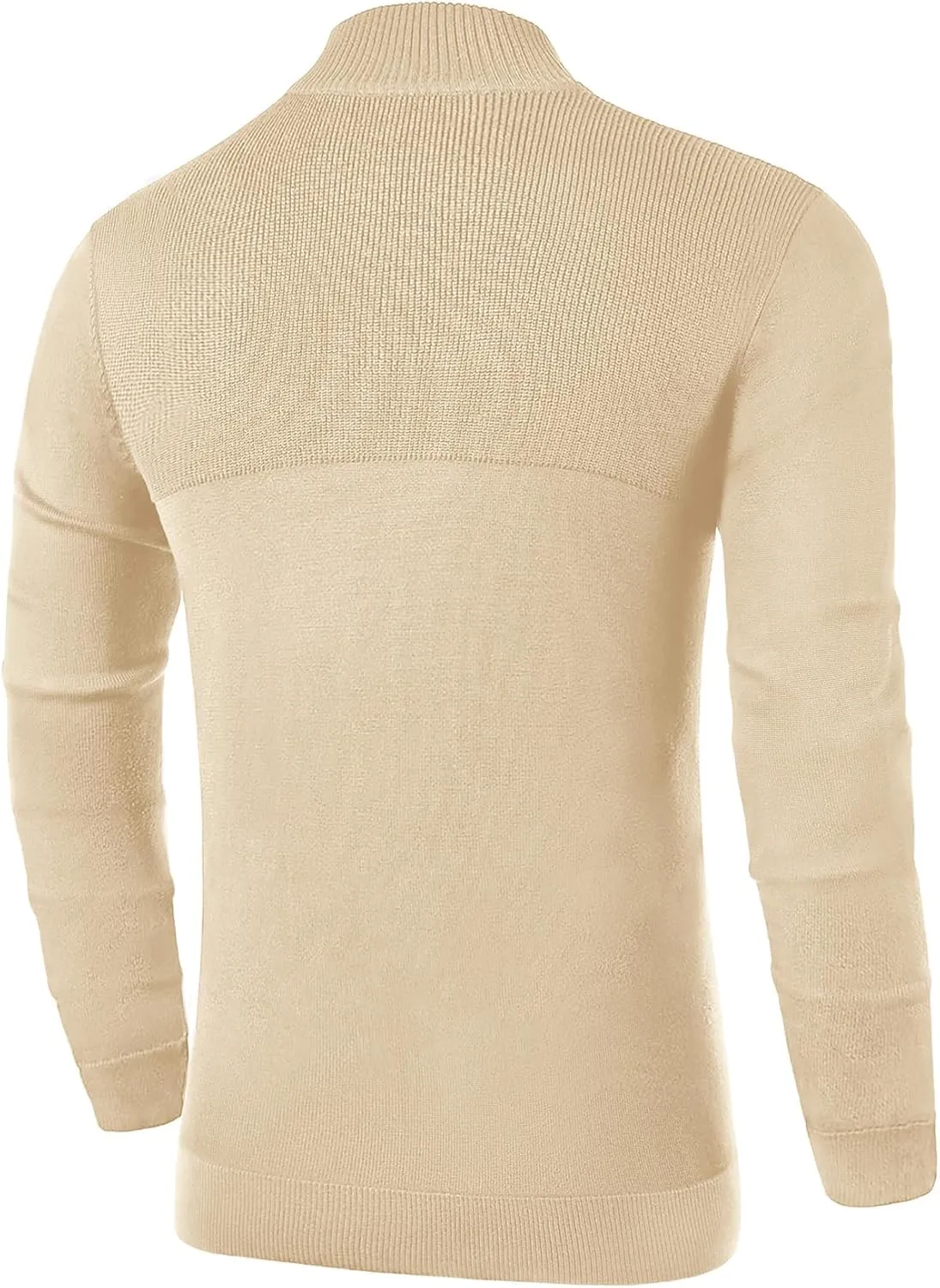 NITAGUT Mens Slim Fit Zip Up Mock Neck Polo Sweater Casual Long Sleeve Sweater and Pullover Sweaters with Ribbing Edge