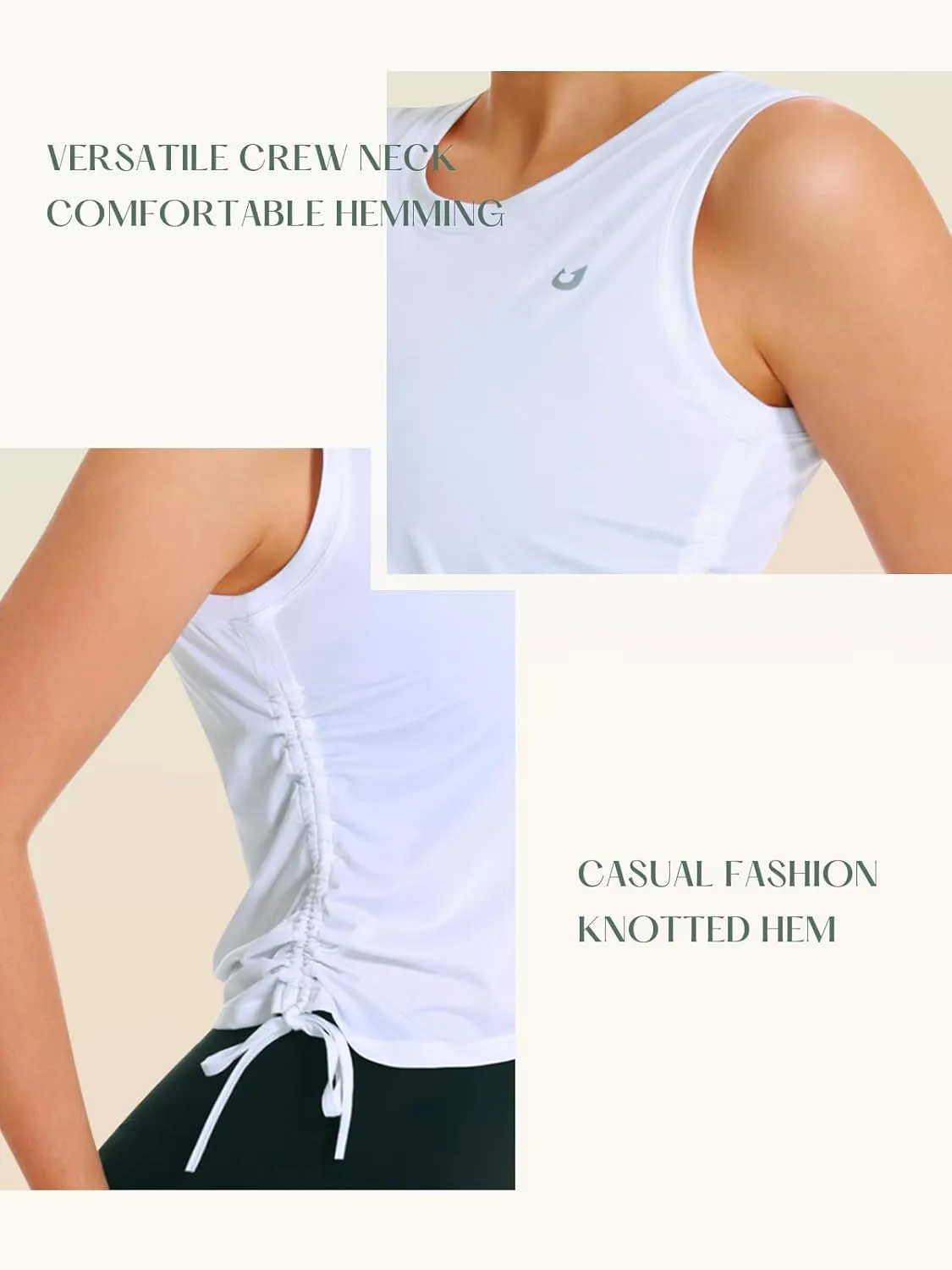 NORTHYARD Sleeveless Workout Tank Tops for Women Quick Dry Athletic Running Gym Top Shirts Loose Fit Ruched Yoga Crop Tops