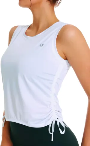 NORTHYARD Sleeveless Workout Tank Tops for Women Quick Dry Athletic Running Gym Top Shirts Loose Fit Ruched Yoga Crop Tops