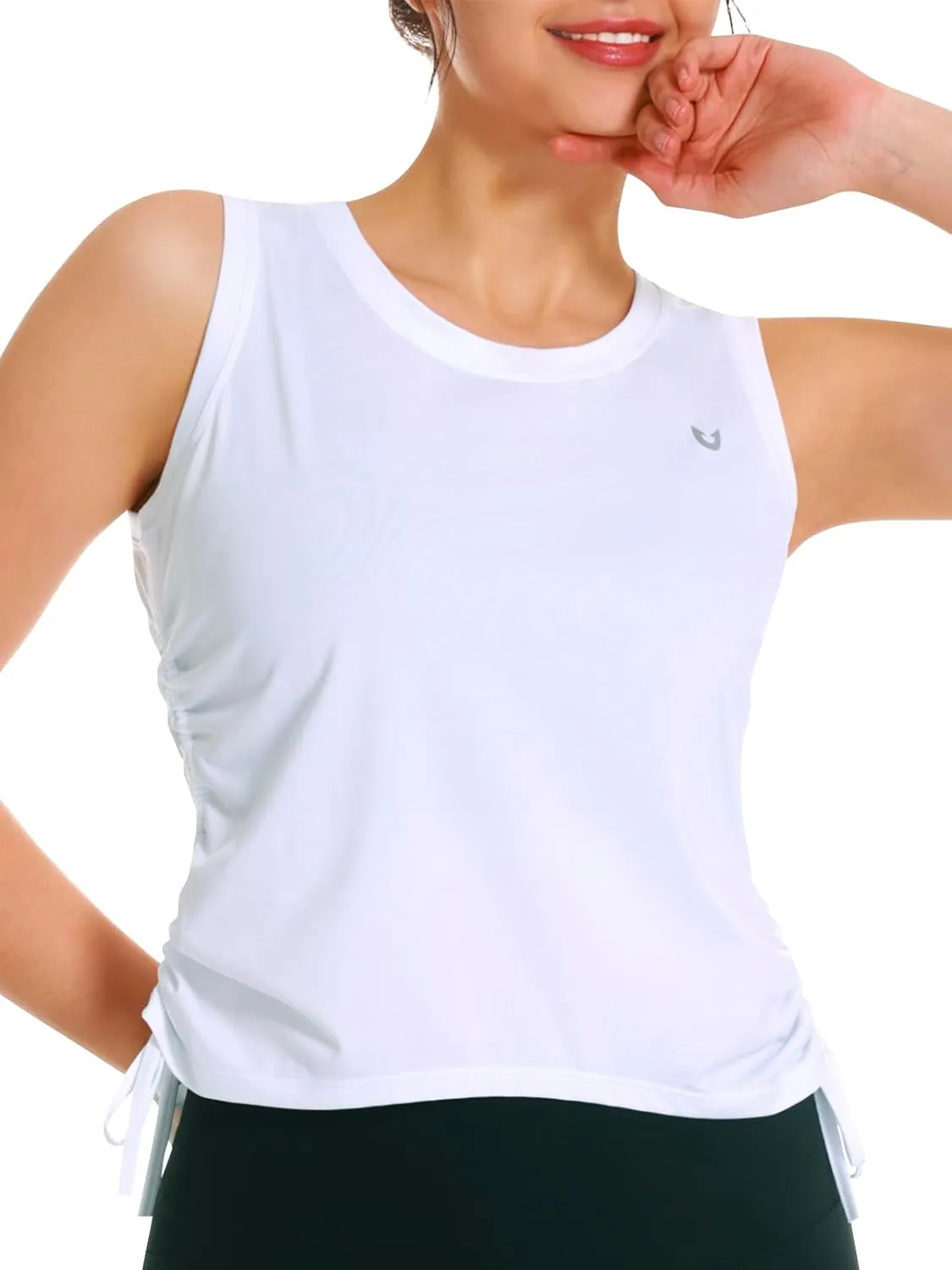 NORTHYARD Sleeveless Workout Tank Tops for Women Quick Dry Athletic Running Gym Top Shirts Loose Fit Ruched Yoga Crop Tops