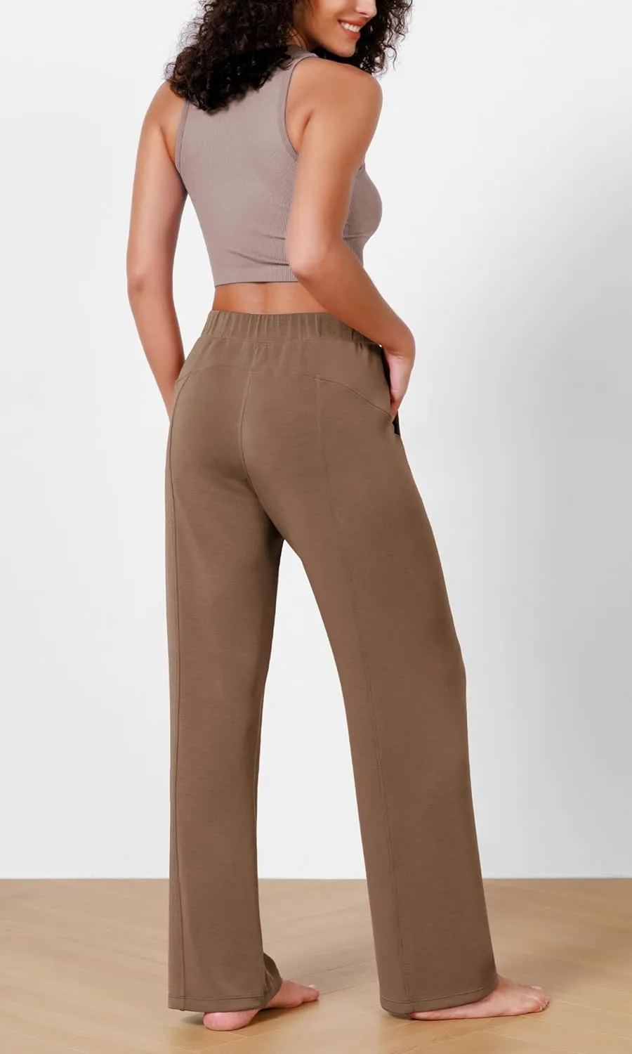 ODODOS Women's Modal Soft Wide Leg Pants Elastic High Waist Casual Lounge Relaxed Pants with Pockets - 27"/ 29" / 31" Inseam