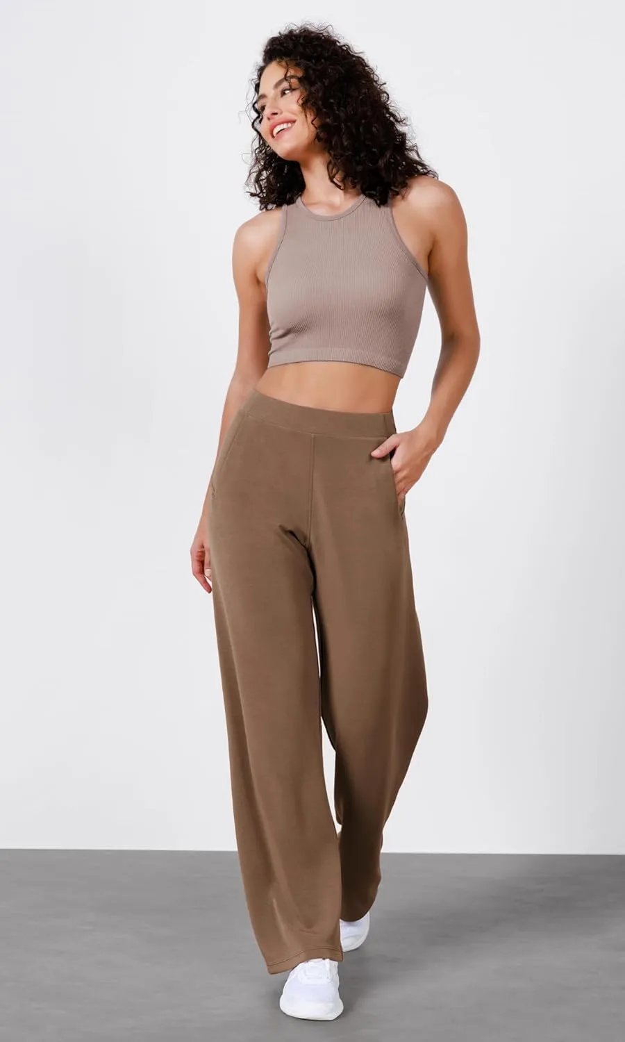 ODODOS Women's Modal Soft Wide Leg Pants Elastic High Waist Casual Lounge Relaxed Pants with Pockets - 27"/ 29" / 31" Inseam