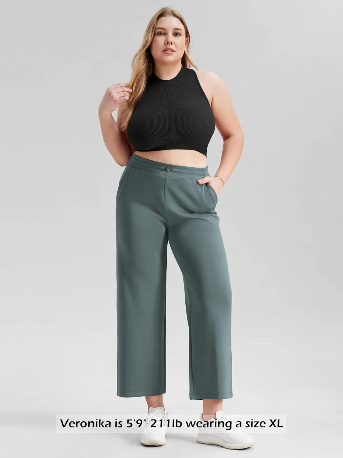 ODODOS Women's Modal Soft Wide Leg Pants with Pockets Adjustable Shockcord High Waist Casual Lounge Pants-27/29/31" Inseam