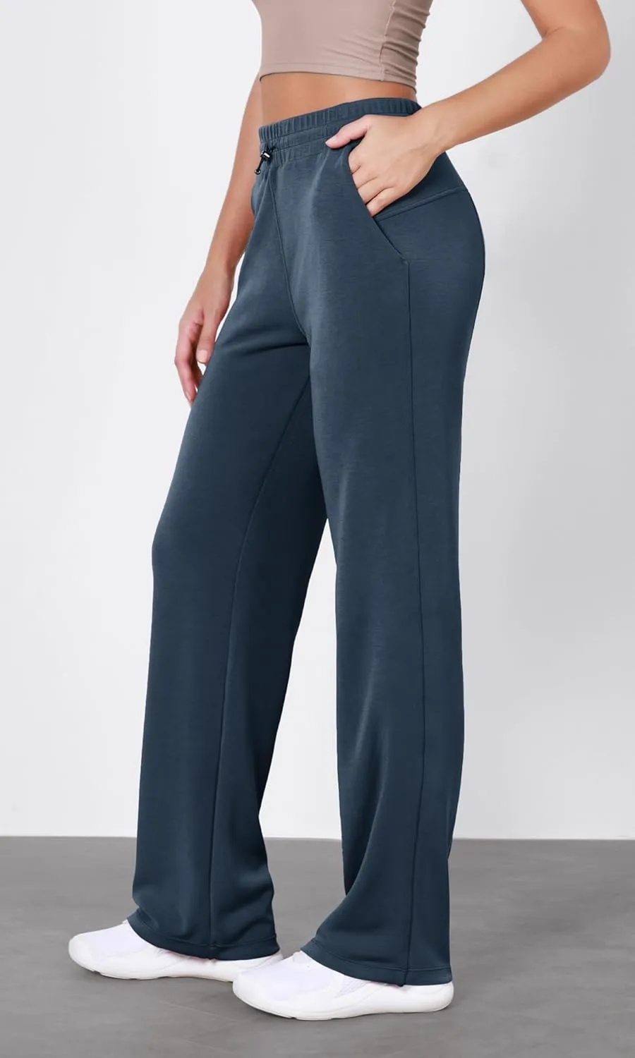 ODODOS Women's Modal Soft Wide Leg Pants with Pockets Adjustable Shockcord High Waist Casual Lounge Pants-27/29/31" Inseam