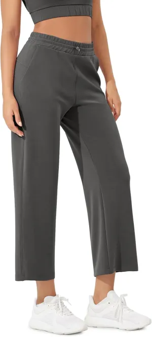 ODODOS Women's Modal Soft Wide Leg Pants with Pockets Adjustable Shockcord High Waist Casual Lounge Pants-27/29/31" Inseam