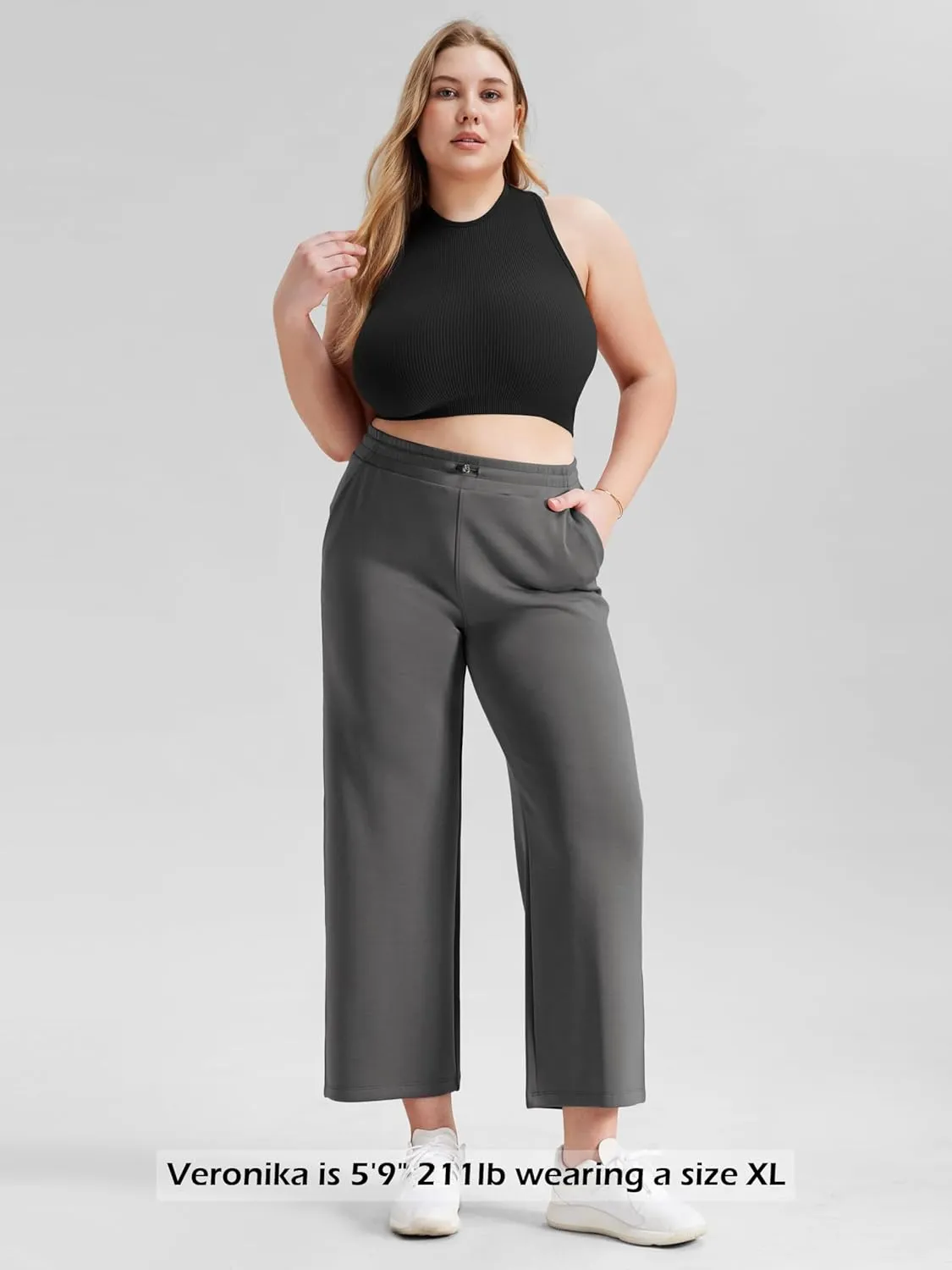 ODODOS Women's Modal Soft Wide Leg Pants with Pockets Adjustable Shockcord High Waist Casual Lounge Pants-27/29/31" Inseam