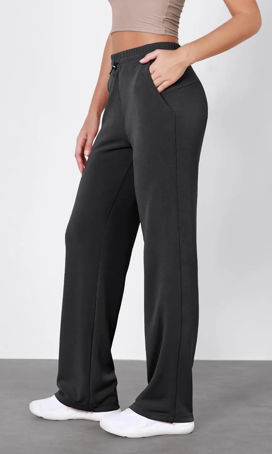 ODODOS Women's Modal Soft Wide Leg Pants with Pockets Adjustable Shockcord High Waist Casual Lounge Pants-27/29/31" Inseam