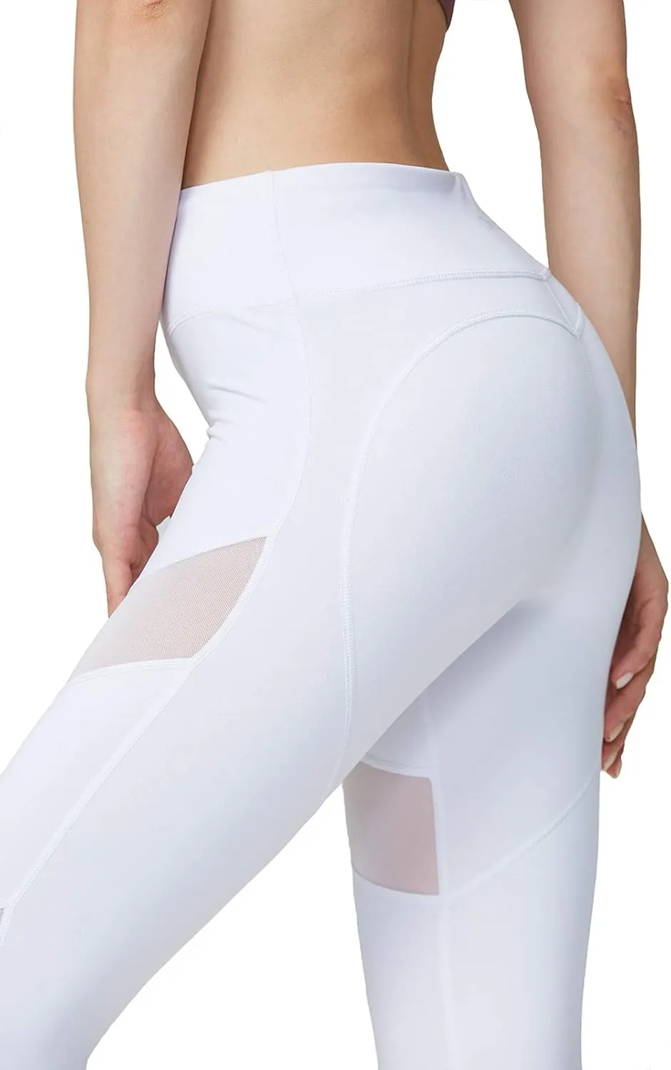 ONGASOFT High Waisted Yoga Capri Mesh Leggings for Women Soft Stretchy Running Workout Cropped Pants