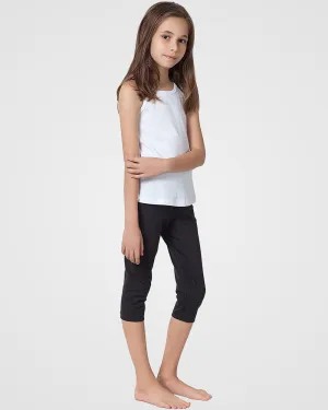Organic Cotton Spandex Cropped Leggings for Girls - Black