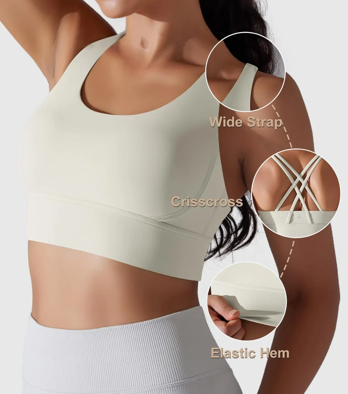 Orolay Sports Bra for Women Padded Criss Cross Strappy Yoga Bras Cropped Tank Tops