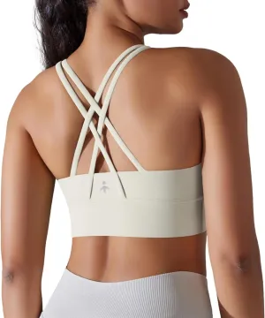 Orolay Sports Bra for Women Padded Criss Cross Strappy Yoga Bras Cropped Tank Tops