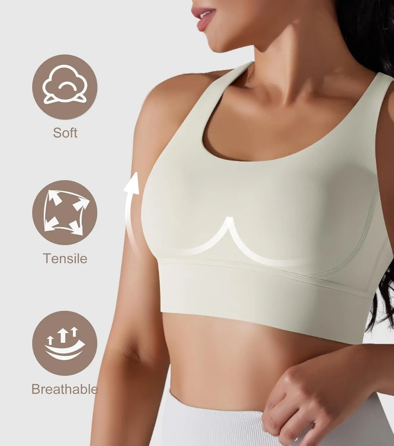 Orolay Sports Bra for Women Padded Criss Cross Strappy Yoga Bras Cropped Tank Tops