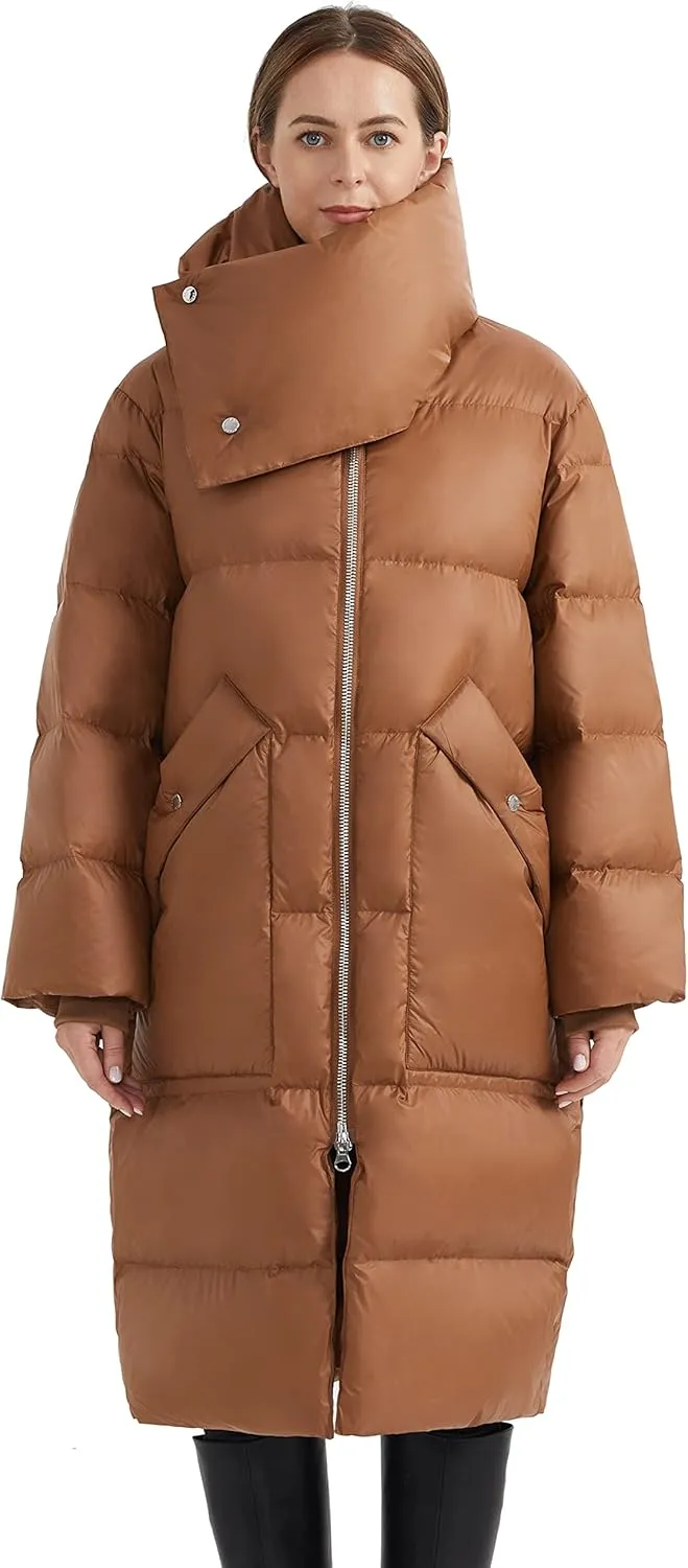 Orolay Women's Puffer Down Coat Long Stylish Winter Jacket with Warm Thickened Collar