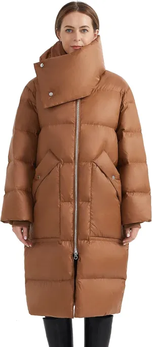 Orolay Women's Puffer Down Coat Long Stylish Winter Jacket with Warm Thickened Collar