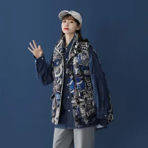 Outer Dress Vests for Women Fashion Gilet Vest Sleeveless Padded Cotton Waistcoat Parkas Outerwear with Pocket Casual Clothes (Color : Blue, Size : XXXXX-Large)