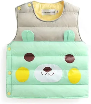 Outerwear Coat Kids Padded Vest Baby Boys Girls Warm Winter Sleeveless Jacket Quilted Outwear Down Cotton Vest (Color : Green, Size : 90)