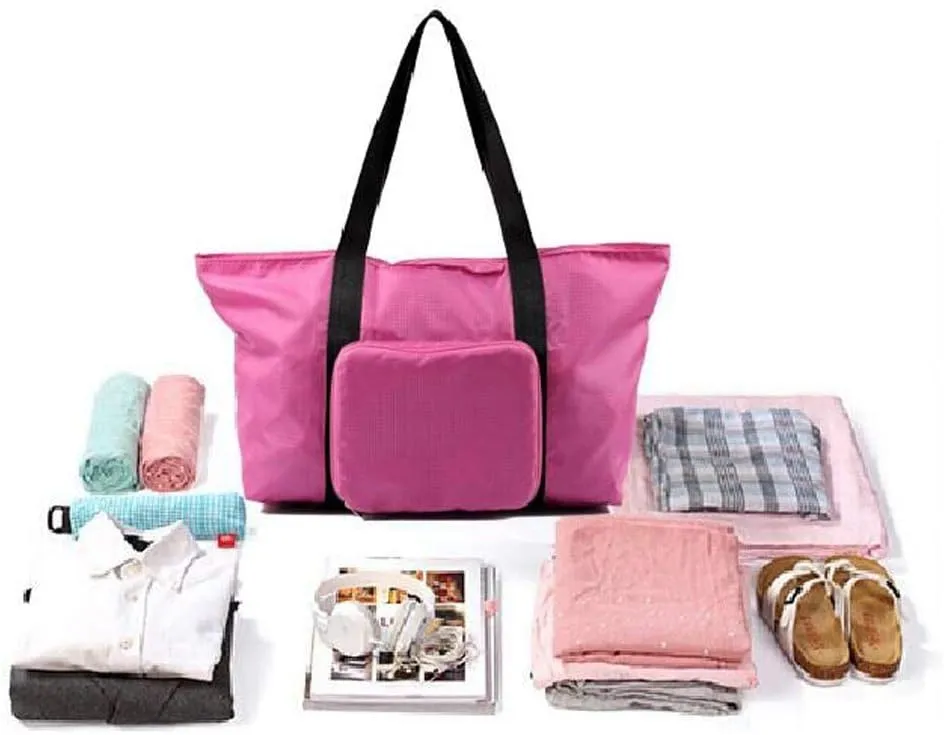 Pack n Fold Foldable Travel Tote Bag  (Pink)