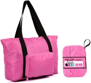 Pack n Fold Foldable Travel Tote Bag  (Pink)